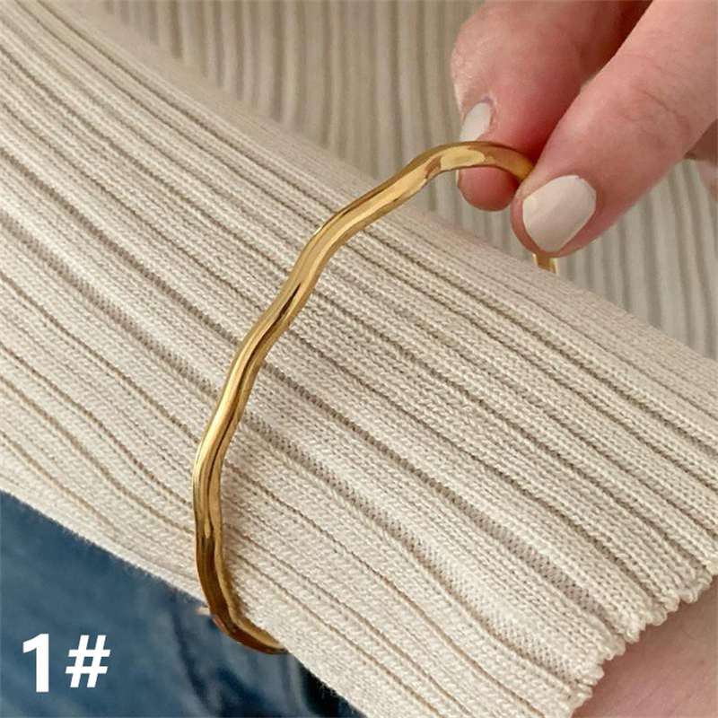 ブレスレットレディース 不規則波型バングル 開口型調節可能腕輪