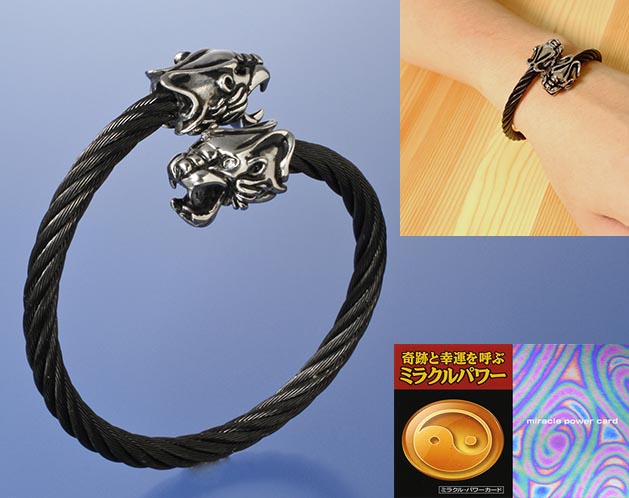 ブレスレットレディース 出世運上昇 双頭虎モチーフ ワイヤーバングル