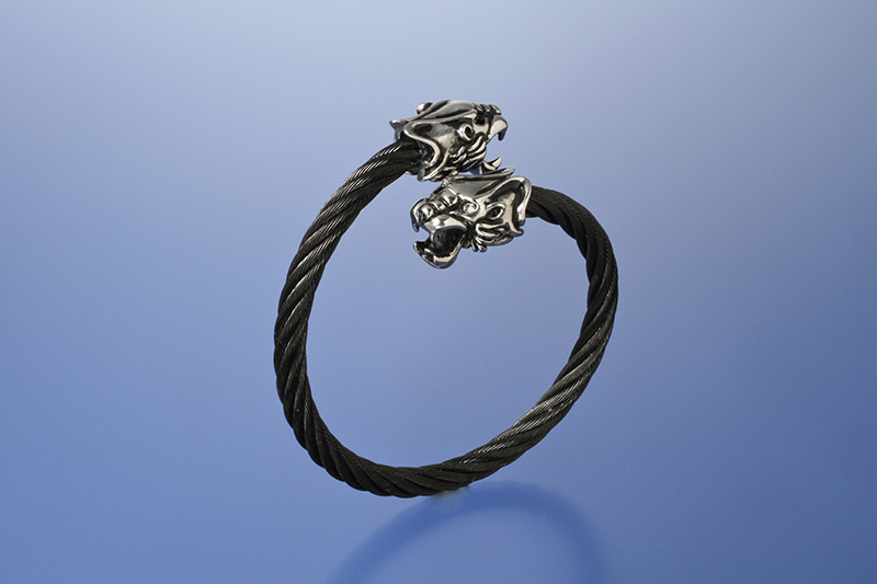 ブレスレットレディース 出世運上昇 双頭虎モチーフ ワイヤーバングル