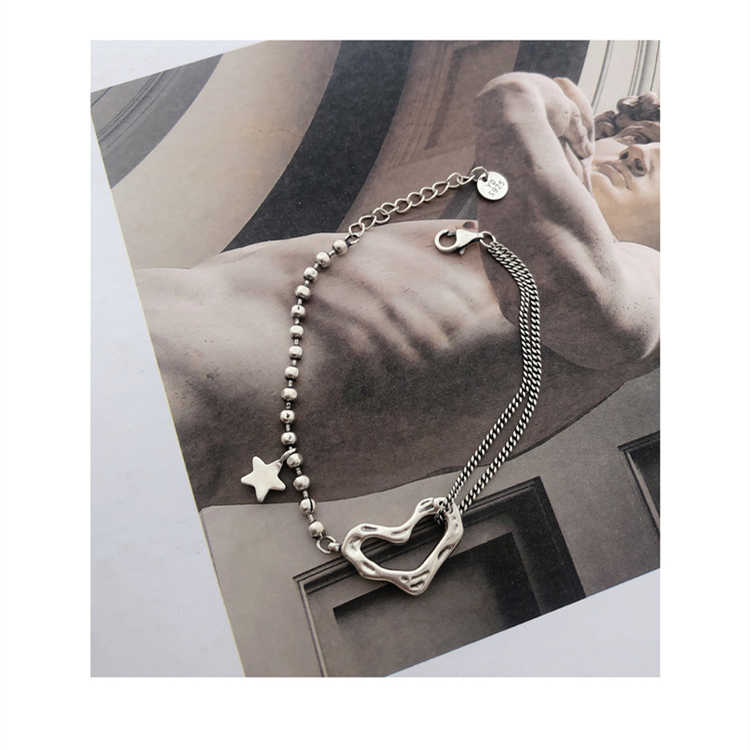 ブレスレットレディース ハート型シルバーブレスレット 韓国風上品アクセサリー