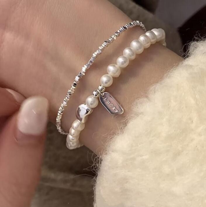 ブレスレットレディース シルバー真珠ブレスレット 個性的レディース腕輪セット