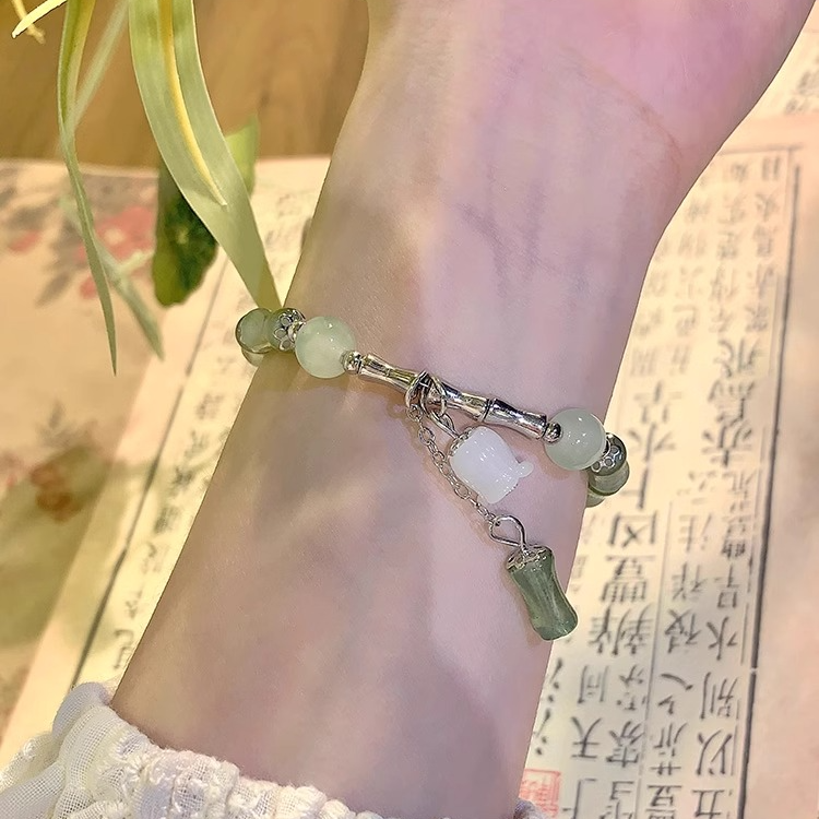 ブレスレットレディース 翡翠竹のゆらめき鈴蘭ブレスレット
