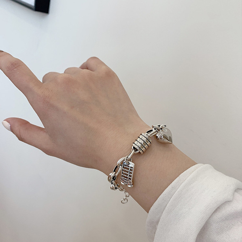 ブレスレットレディース ハート チェーン シルバー ブレスレット 韓国風 上品 個性的