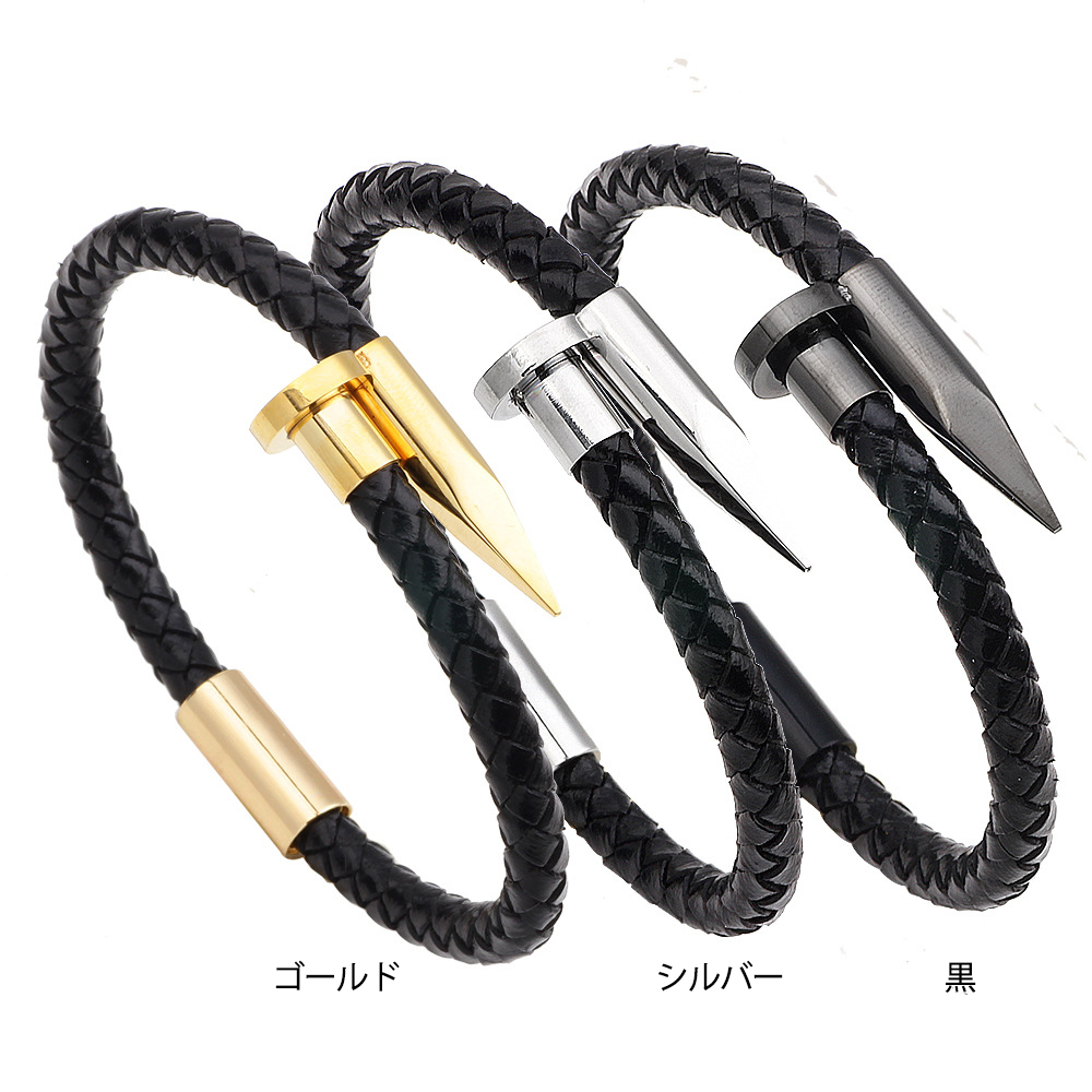 ブレスレットレディース ゴールド金具編み込みブレスレット男女兼用腕輪