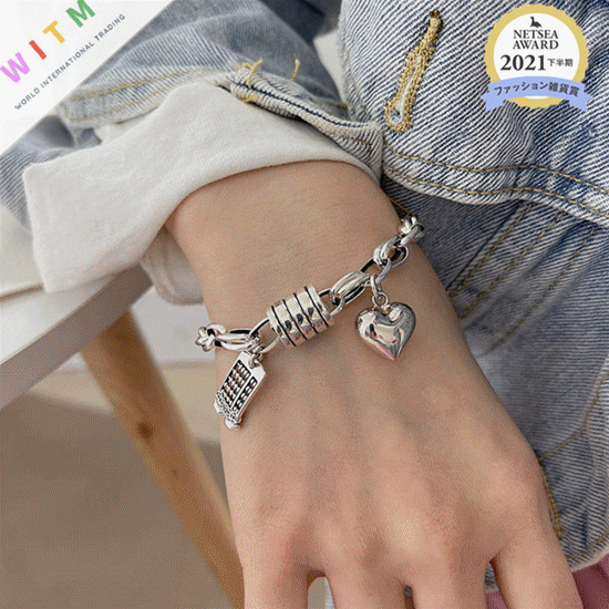 ブレスレットレディース ハート チェーン シルバー ブレスレット 韓国風 上品 個性的