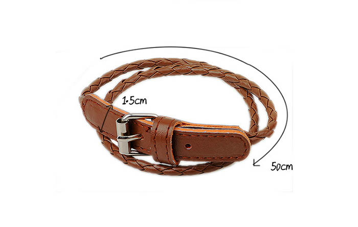 ブレスレットレディース サイズ調整可能編み込みレザー調バングル