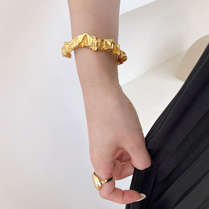 ブレスレットレディース ゴールド不規則形状ブレスレット個性的調節可能腕飾り