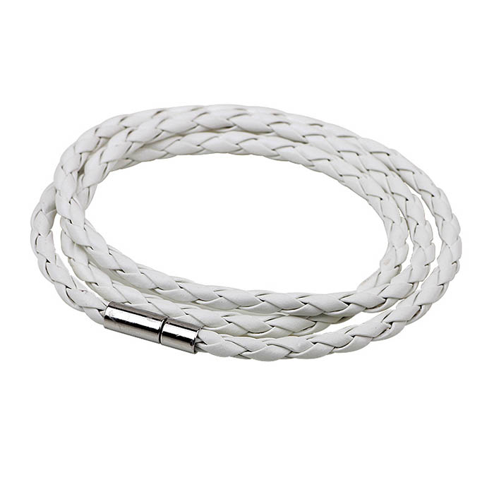 ブレスレットレディース 編み込み革調バングル 磁石式簡単装着 三色展開