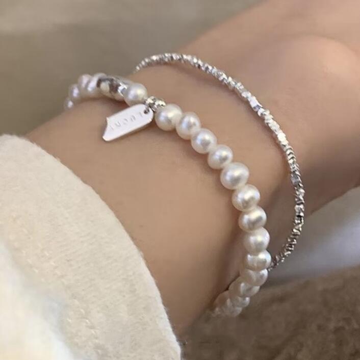 ブレスレットレディース シルバー真珠ブレスレット 個性的レディース腕輪セット
