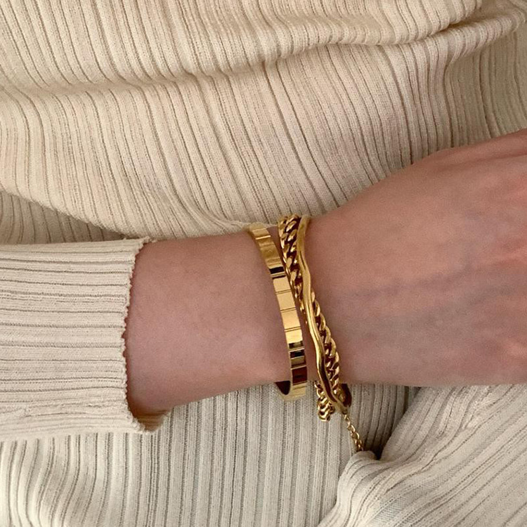 ブレスレットレディース 不規則波型バングル 開口型調節可能腕輪