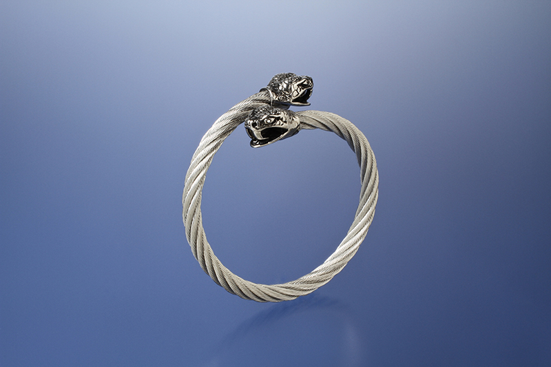 ブレスレットレディース 招運双蛇頭バングル　財運アップ蛇革お守り付き