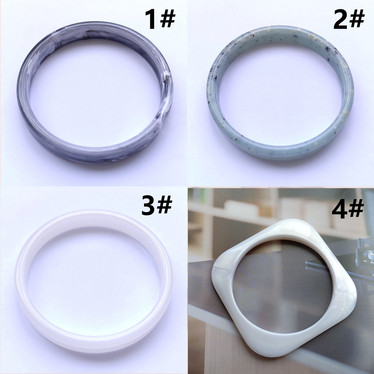 ブレスレットレディース アクリル樹脂バングル 円形幅広 女性用腕飾り