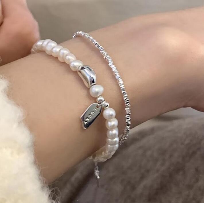ブレスレットレディース シルバー真珠ブレスレット 個性的レディース腕輪セット