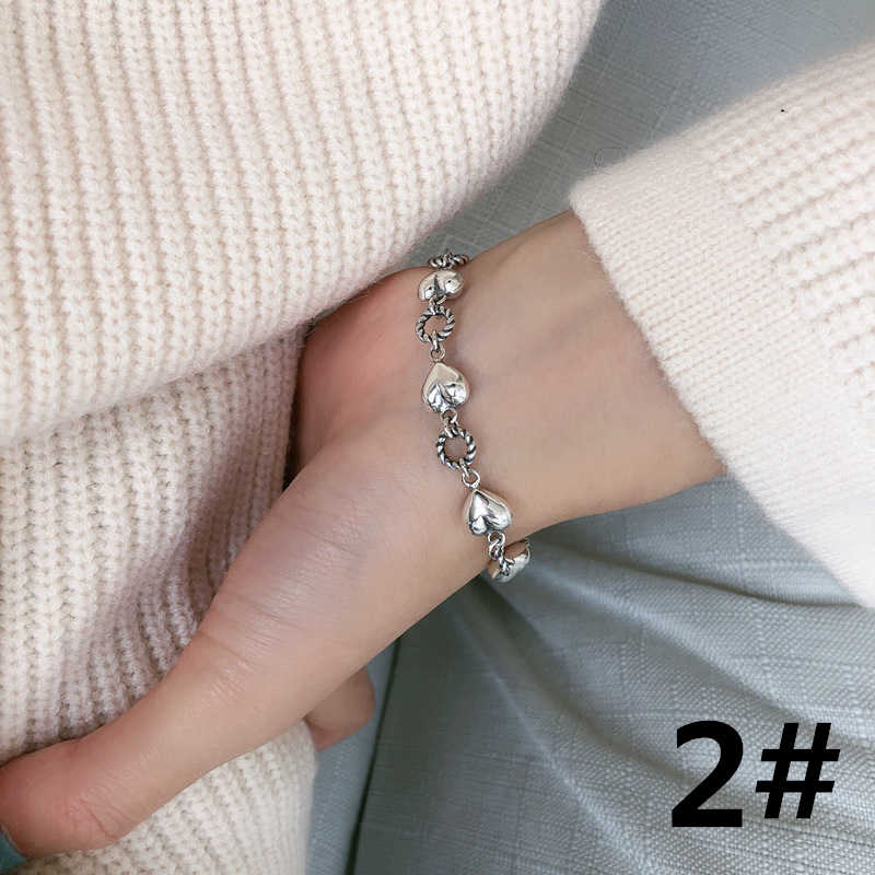 ブレスレットレディース ハート型シルバーブレスレット 韓国風上品アクセサリー