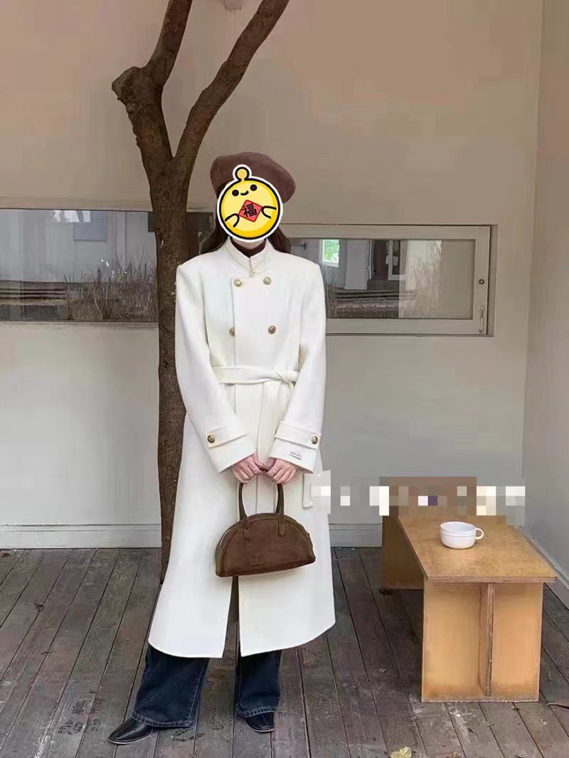 レディースカジュアルファッション 上品な金ボタン付きダブル仕立てロングコート