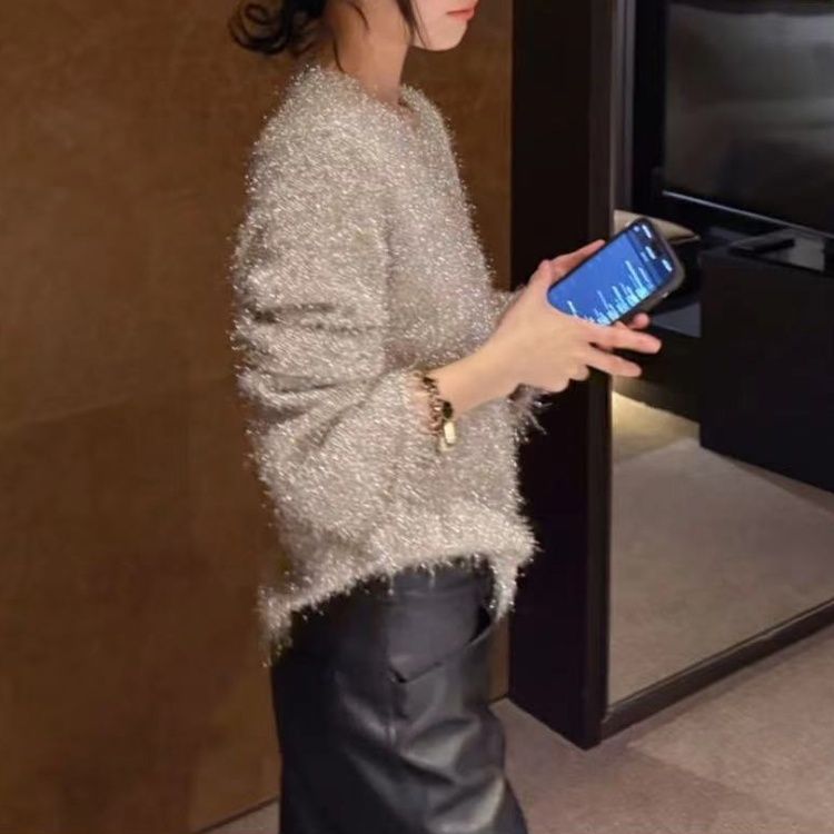 【レディースカジュアルファッション】フランス風ふわもこシャギーニットトップス｜柔らかく上品な質感で大人フェミニンな長袖セーター