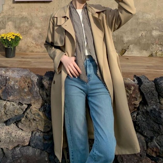 レディースカジュアルファッション クラシカル二重ボタンロングトレンチコート