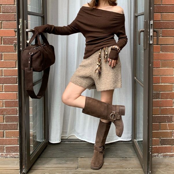 【レディースカジュアルファッション】ふわもこ×ゆるシルエット｜大人可愛い3分丈ニットワンピース