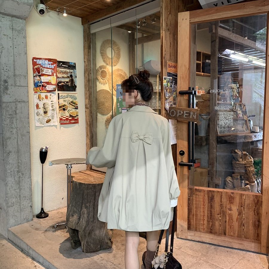 レディースカジュアルファッション レース襟付きダッフル風ジャケット