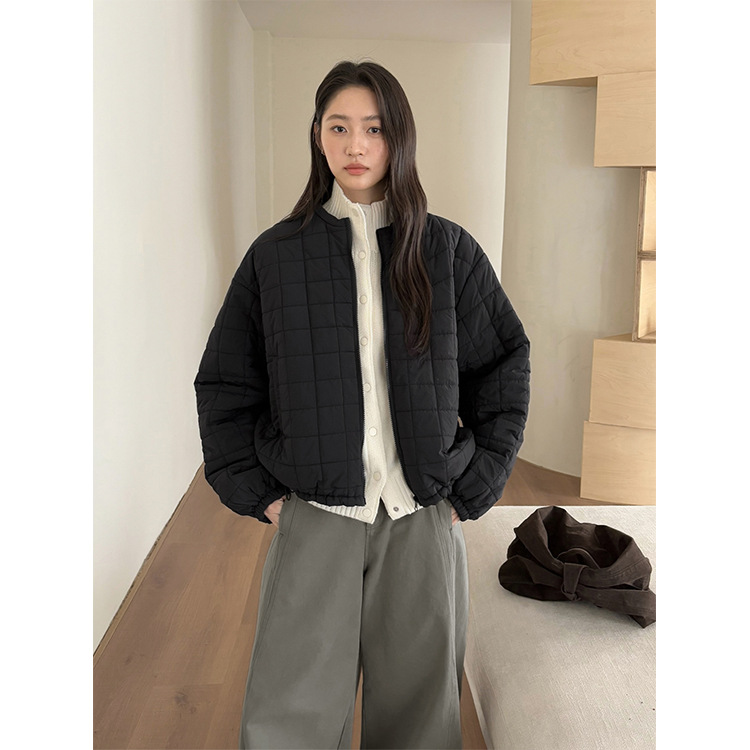 レディースカジュアルファッション キルティングショート丈中綿ジャケット