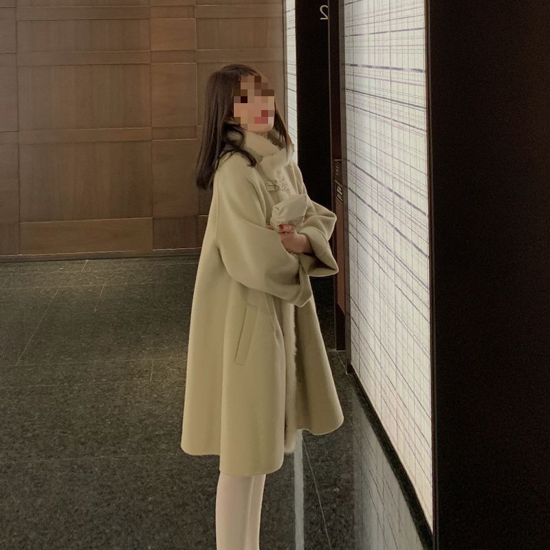 レディースカジュアルファッション ウエストリボン付きフレアロングコート