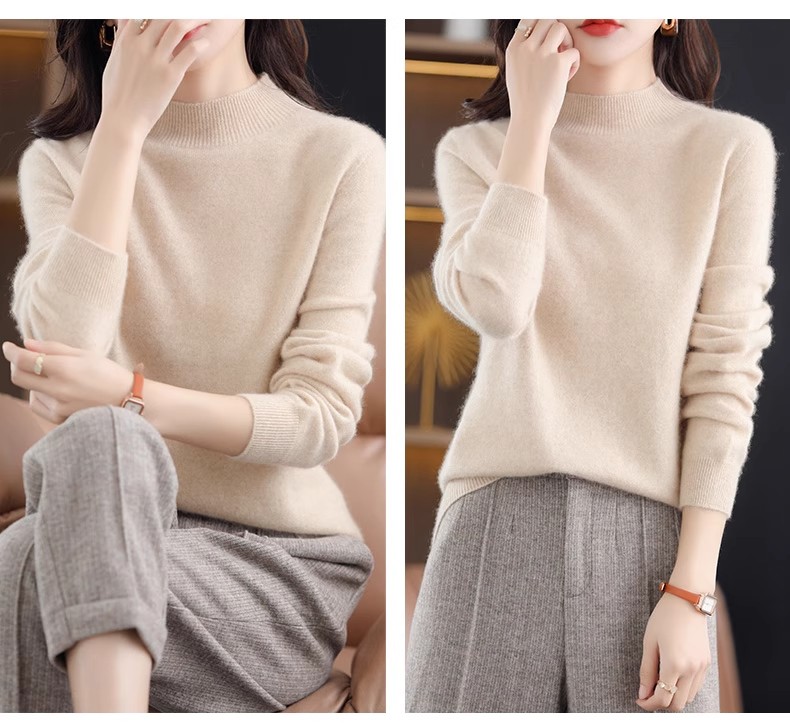 【レディースカジュアルファッション】上品ブラックのハイネックニット｜細見えシルエットで大人の洗練スタイルを叶える秋冬トップス