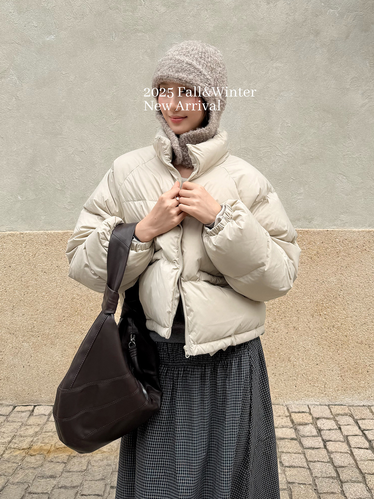 レディースカジュアルファッション ボリュームシルエット中綿ショート丈ダウンジャケット