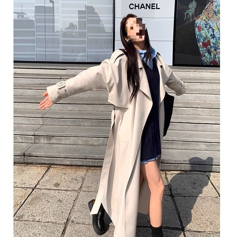 レディースカジュアルファッション ロング丈ドレープトレンチコート