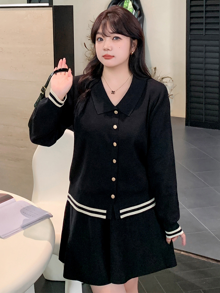 レディースカジュアルファッション 大きめ襟付きカーディガン風ワンピース セットアップ