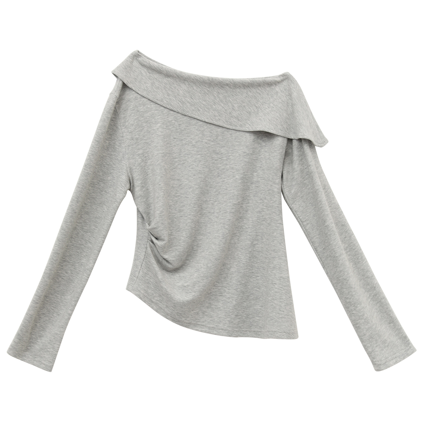 レディースカジュアルファッション オフショルダー折り返しデザイン長袖カットソー