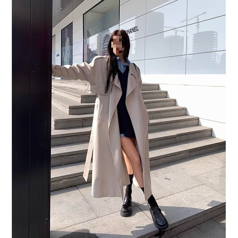 レディースカジュアルファッション ロング丈ドレープトレンチコート