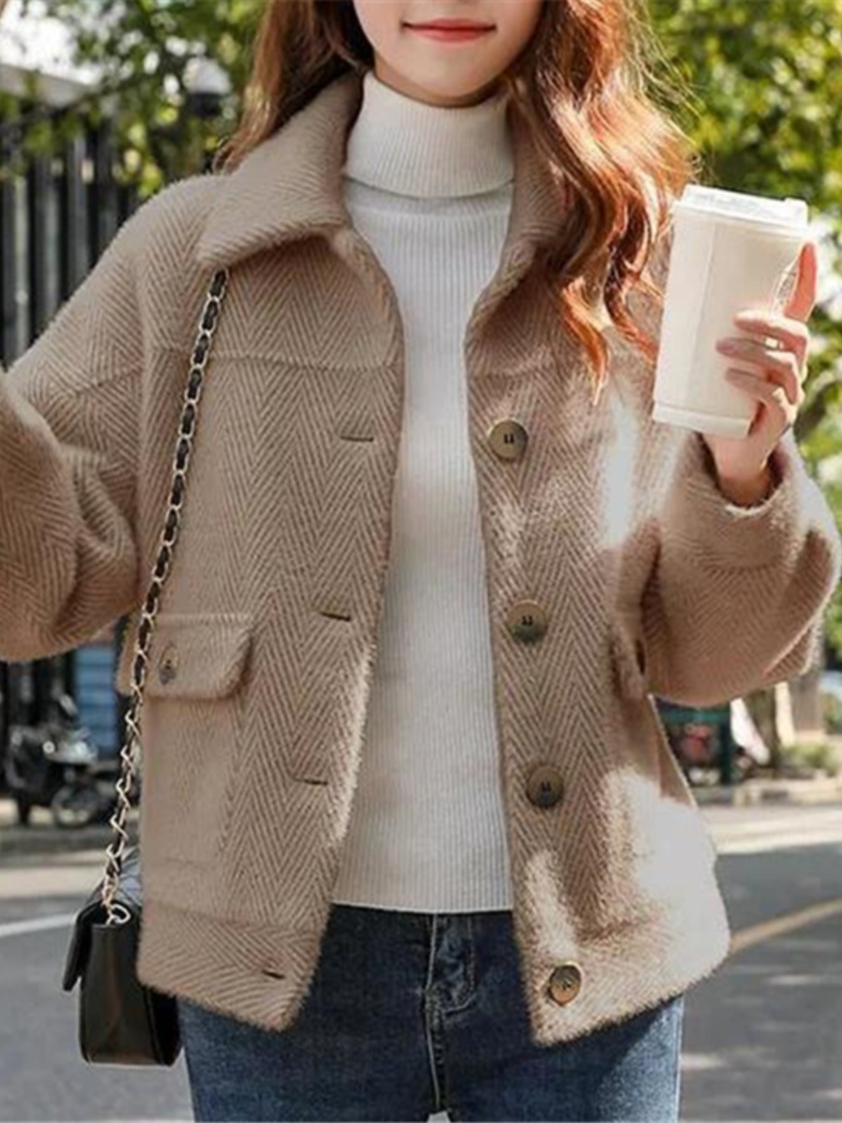 【レディースカジュアルファッション】柔ふわショート丈×高見えボア風｜暖かみたっぷり秋冬ショートジャケット