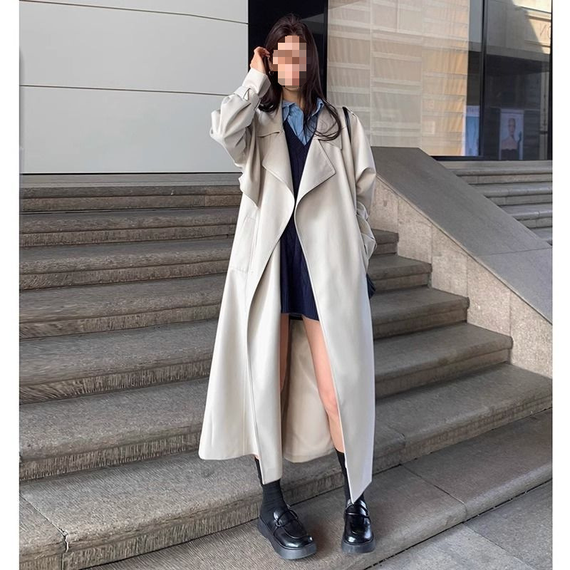 レディースカジュアルファッション ロング丈ドレープトレンチコート