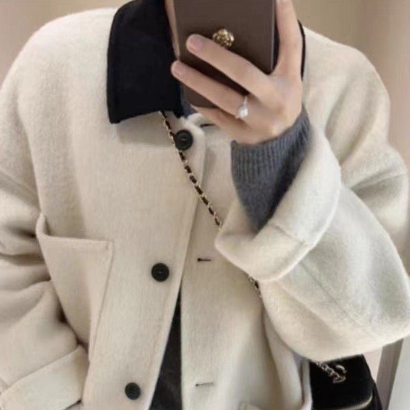 レディースカジュアルファッション ゆったりシルエットウールブレンドシャツジャケット