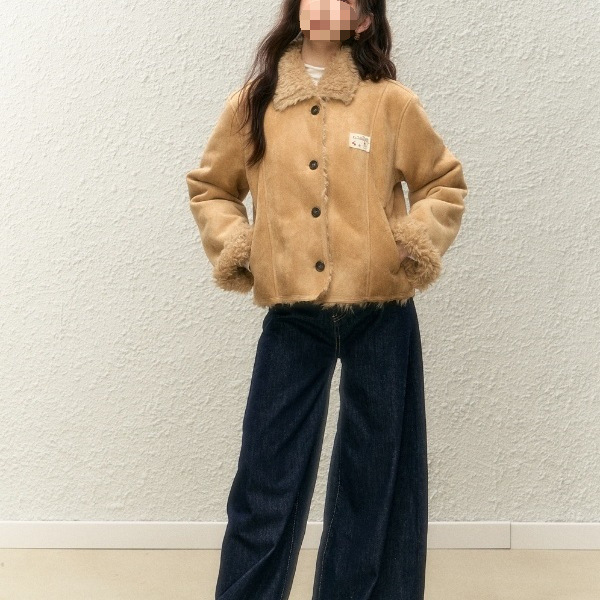 レディースカジュアルファッション もこもこファー切替ボアショートジャケット