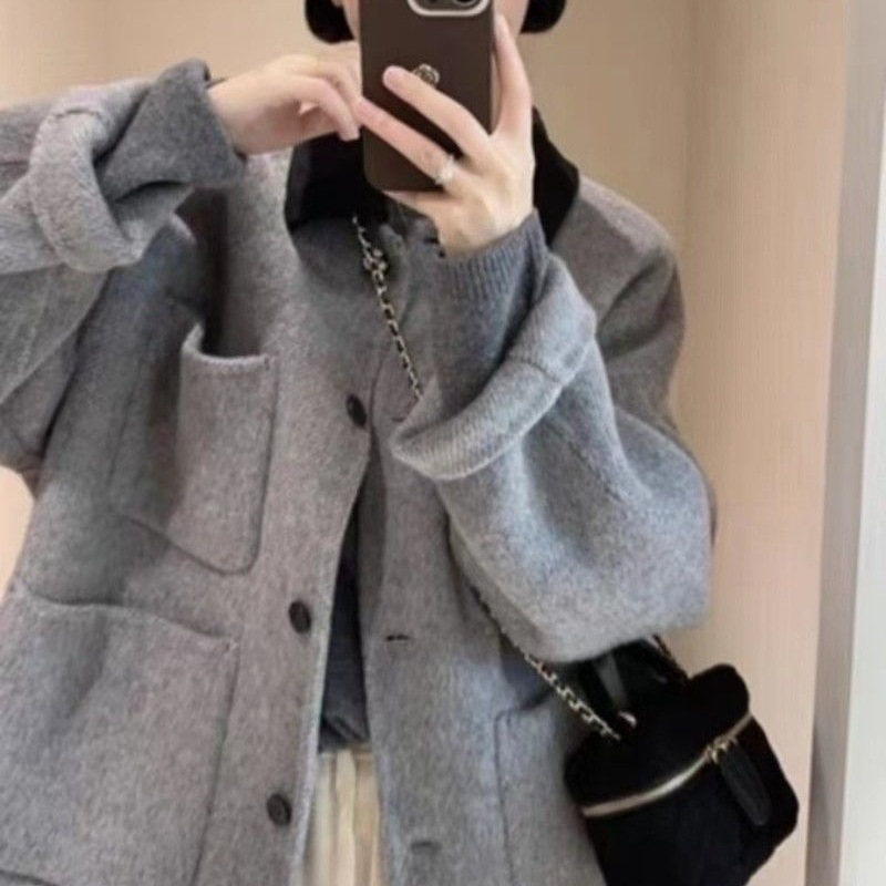 レディースカジュアルファッション ゆったりシルエットウールブレンドシャツジャケット