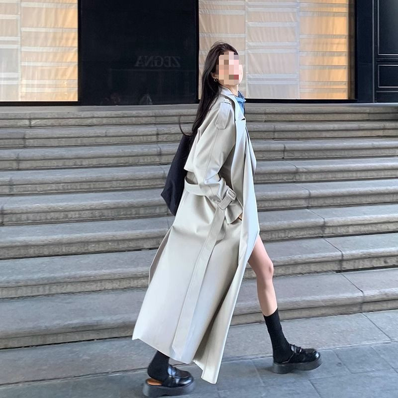 レディースカジュアルファッション ロング丈ドレープトレンチコート