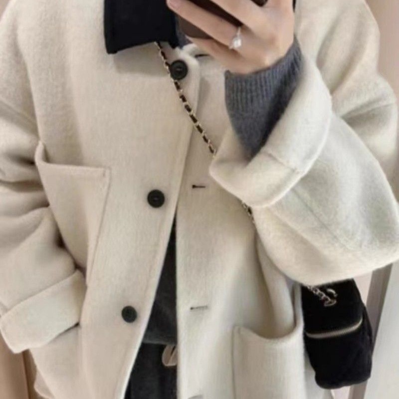 レディースカジュアルファッション ゆったりシルエットウールブレンドシャツジャケット