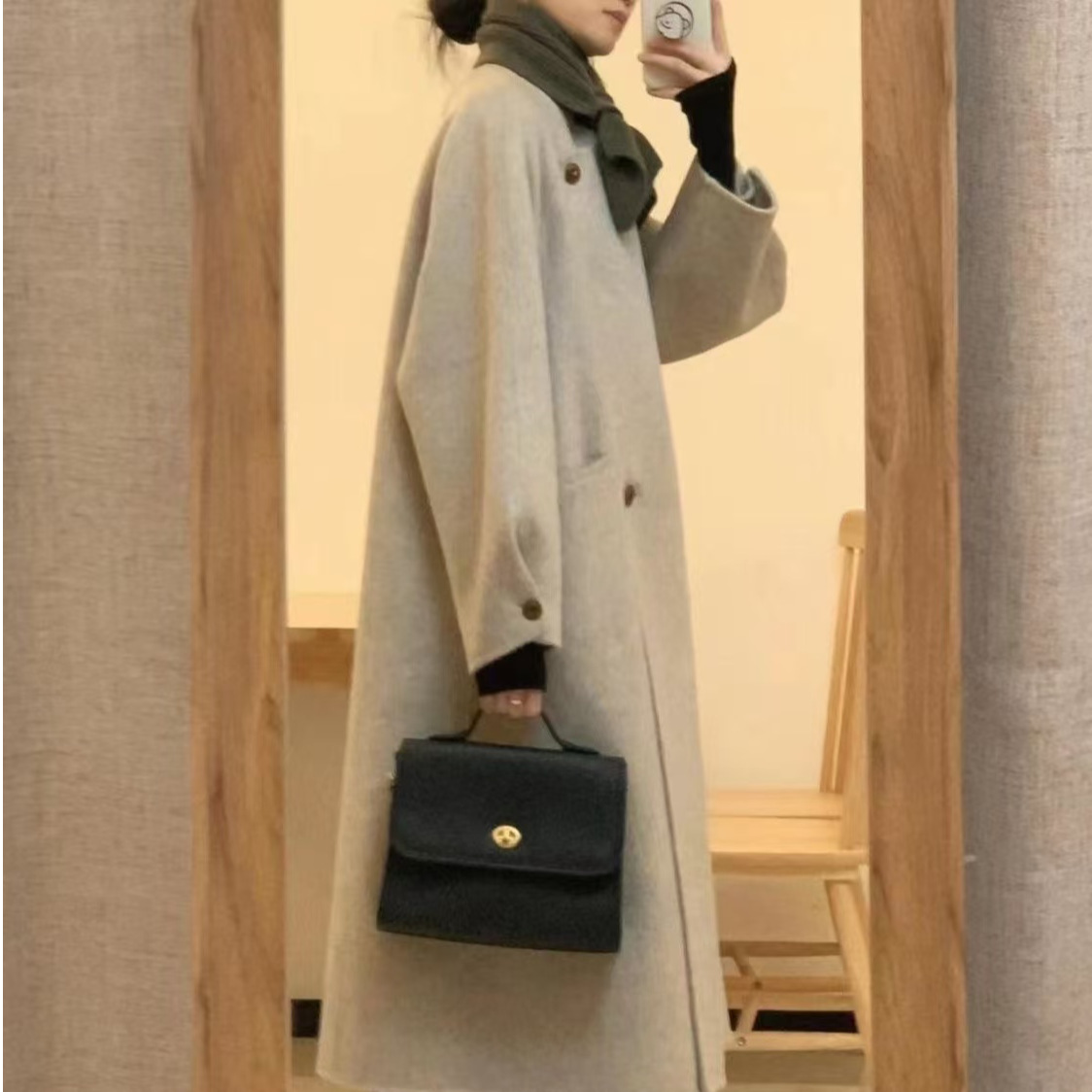 【レディースカジュアルファッション】上品ニュアンス×洗練ミニマル｜大人のこなれ感をつくる中丈メルトン風コート