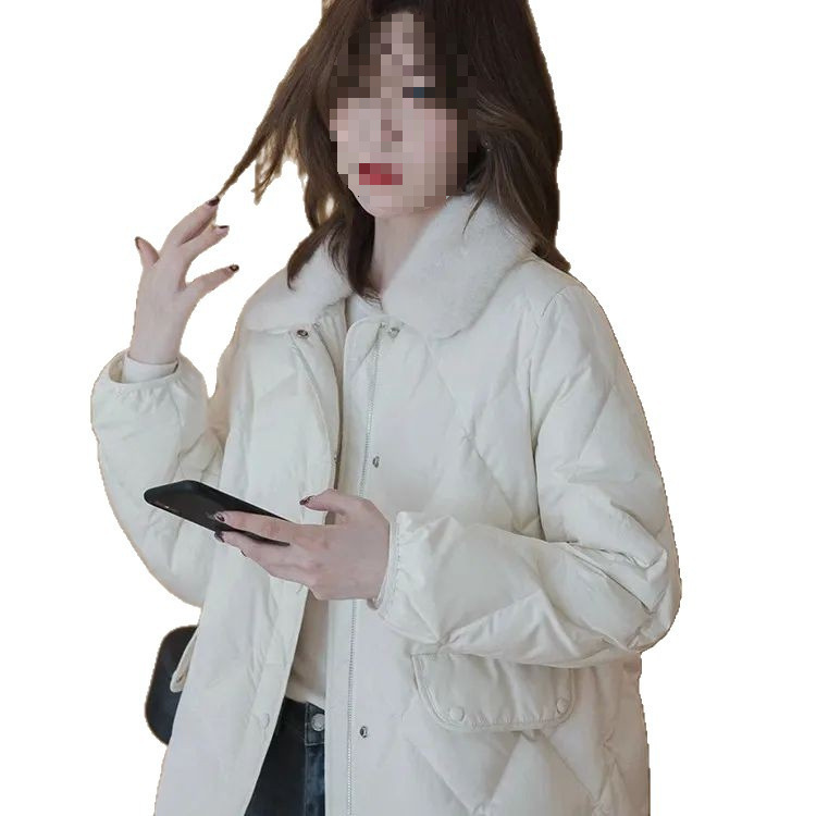 レディースカジュアルファッション ファー襟付き中綿入りショート丈ジャケット