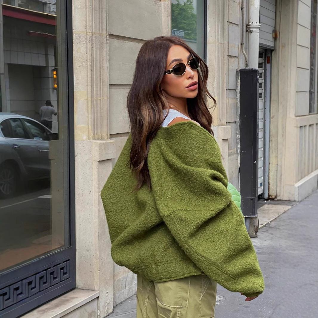 レディースカジュアルファッション ふわふわボアテクスチャーオーバーサイズジャケット