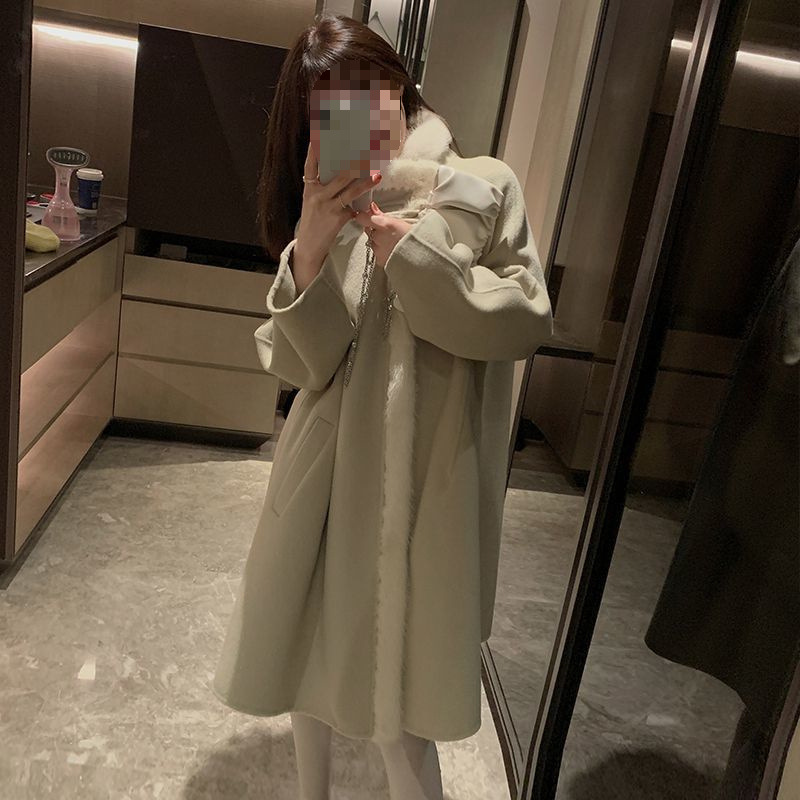 レディースカジュアルファッション ウエストリボン付きフレアロングコート