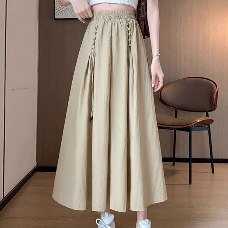【レディースカジュアルファッション】ハイウエストAラインロングスカート｜美脚効果抜群の工装風フレアスカート
