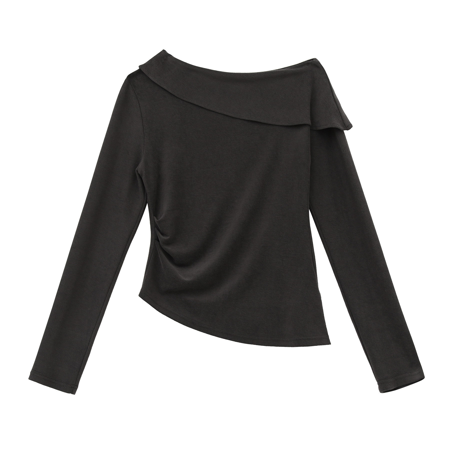 レディースカジュアルファッション オフショルダー折り返しデザイン長袖カットソー