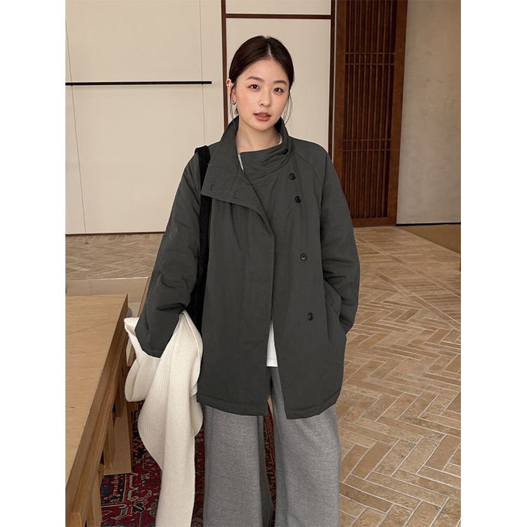 レディースカジュアルファッション ゆったりシルエット中綿入りキルティングジャケット