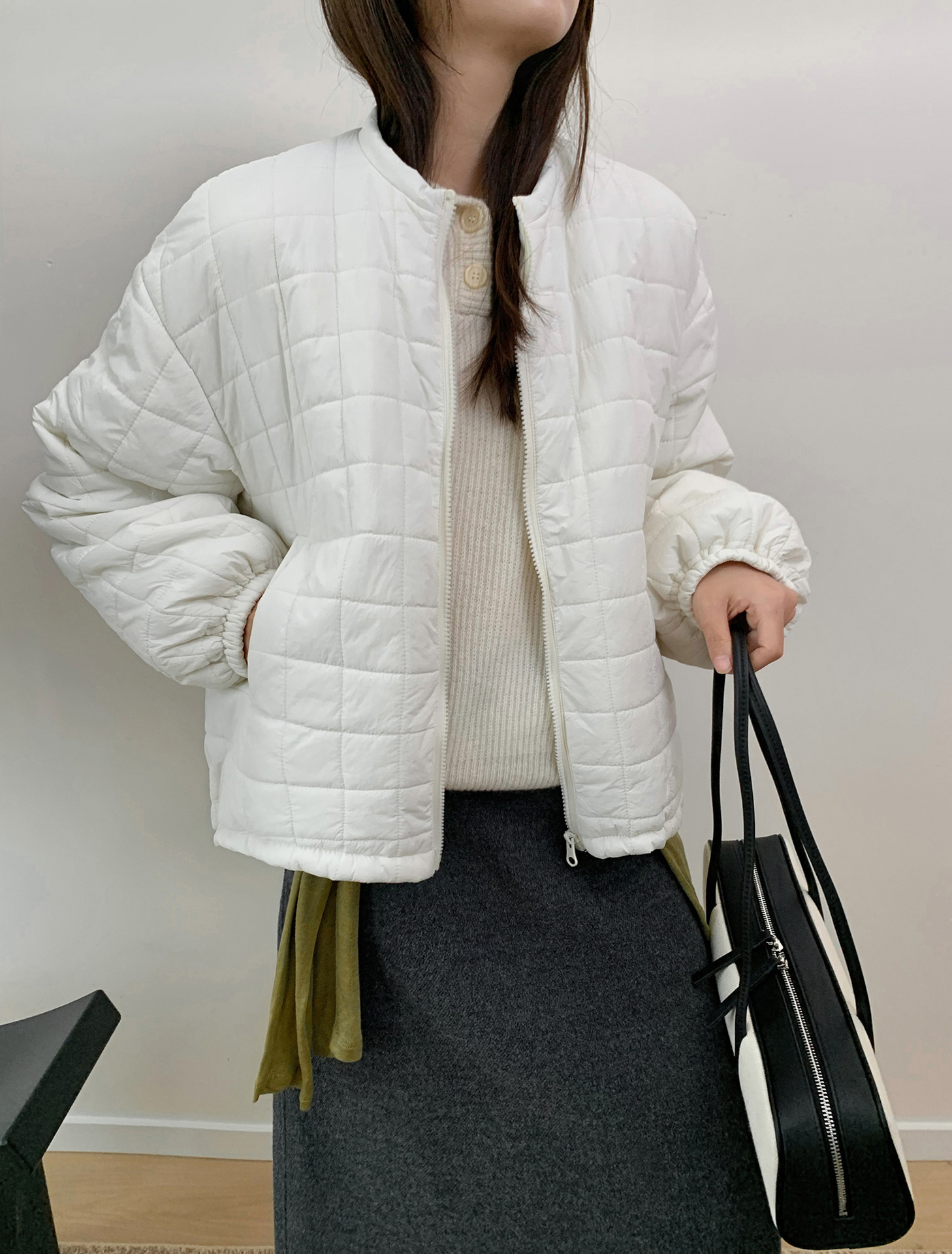 レディースカジュアルファッション キルティングショート丈中綿ジャケット