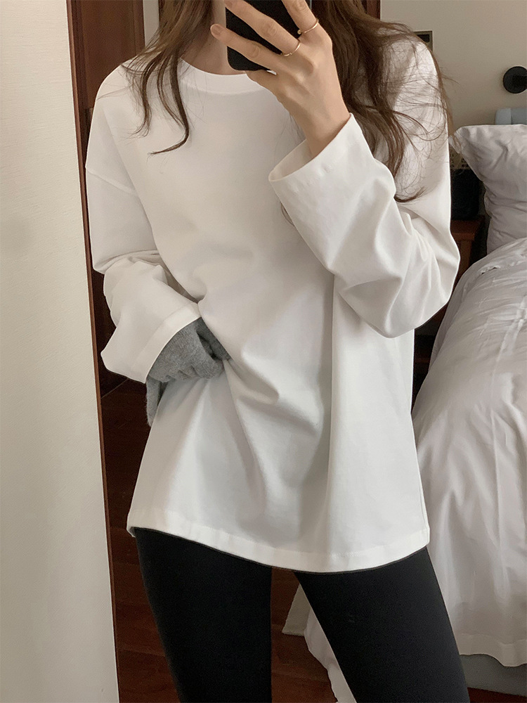 レディースカジュアルファッション ゆったりシルエット長袖クルーネックカットソー