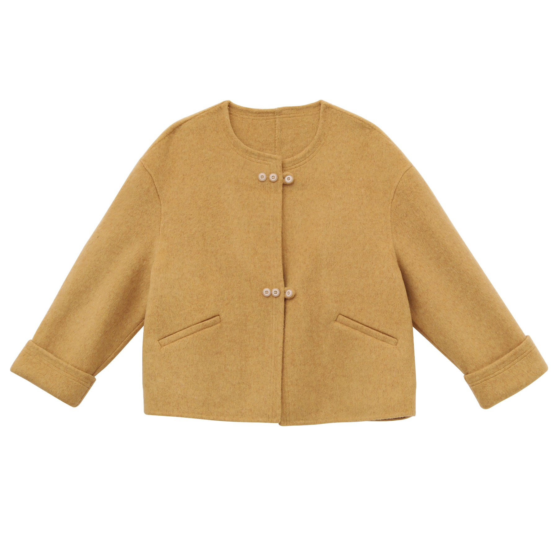 【レディースカジュアルファッション】ゆるエアリー×上品ミニマル｜超細羊毛の柔らかダブルフェイスショートコート