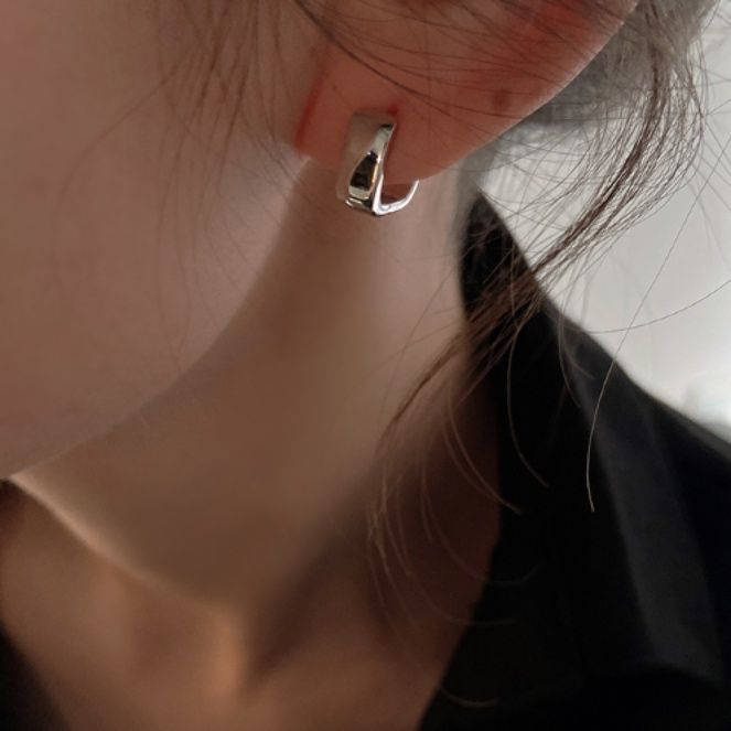 レディースピアス 幅広ワイドバンドフープピアス