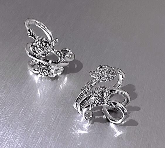 ピアスレディース 薔薇デザインフックピアス 花モチーフアクセサリー